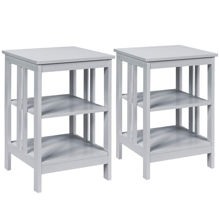 Dreamade Nightstand 3-Tier Sofa Side Table W/Reinforced Bars and Stable Structure