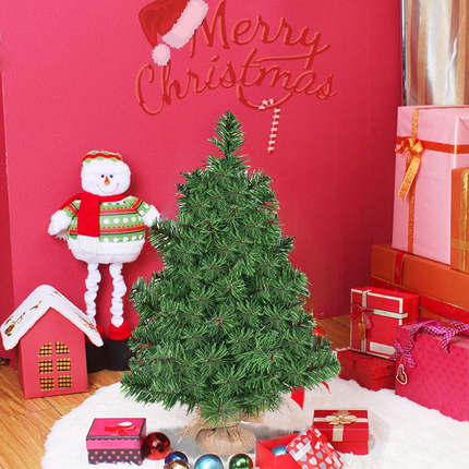 Dreamade Christmas Tree Tabletop Artificial PVC Green Spruce Tree in Burlap Base - DreamadeUS