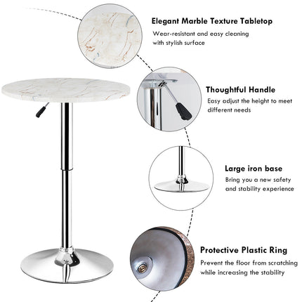 Round Pub Table Height Adjustable, 360 Swivel Cocktail Pub Table