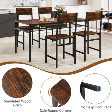 Dreamade Dining Chairs Set, Industrial Kitchen Chairs with Metal Legs, Slanted Back