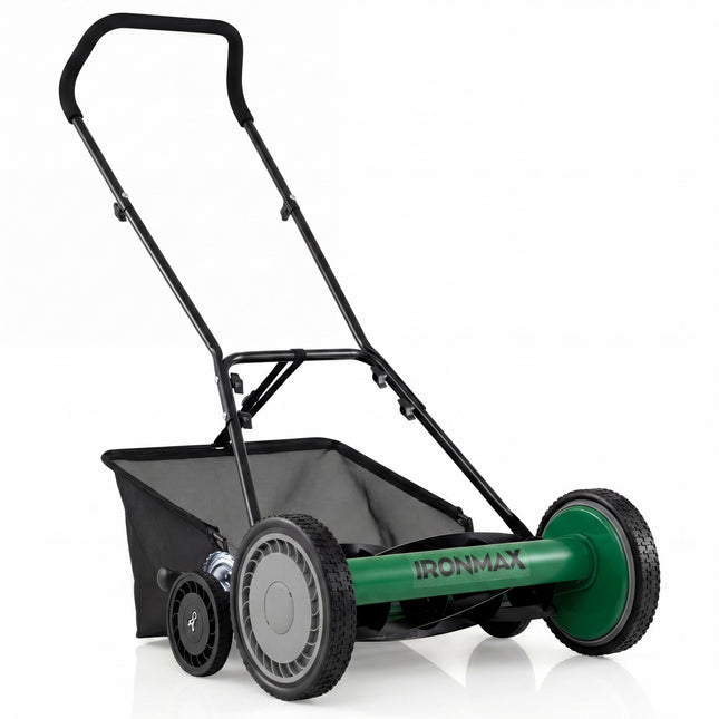 DREAMADE Manual Reel Mower, 18" Push Reel Lawn Mower, Green
