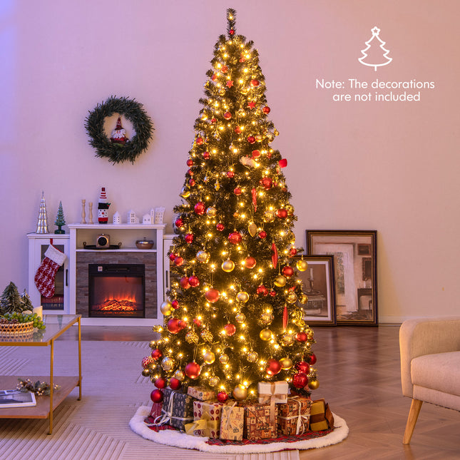 7 FT Pre-lit Black Halloween Tree with 818 Branch Tips, Warm White LED Lights