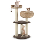 DREAMADE 41 Inches Wicker Cat Tree, Modern Cat Tower with Handwoven Cat Condo & Perch