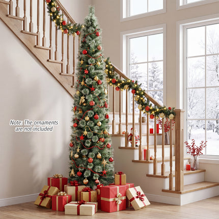 DREAMADE 7 FT Pre-Lit Pencil Christmas Tree, Artificial Xmas Tree