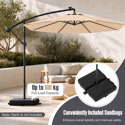 DREAMADE Patio Umbrella with Base Included, 10ft Offset Cantilever Canopy w/Stand