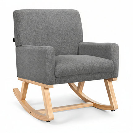 Dreamade Upholstered Rocking Chair with Fabric Padded Seat and Solid Wood Base