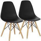 Dreamade Shell Lounge Plastic Side Chair Kitchen, Dining Room, Living Room, Set of 2, Black