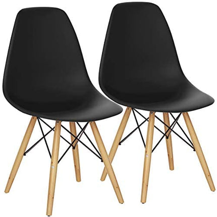 Dreamade Shell Lounge Plastic Side Chair Kitchen, Dining Room, Living Room, Set of 2, Black