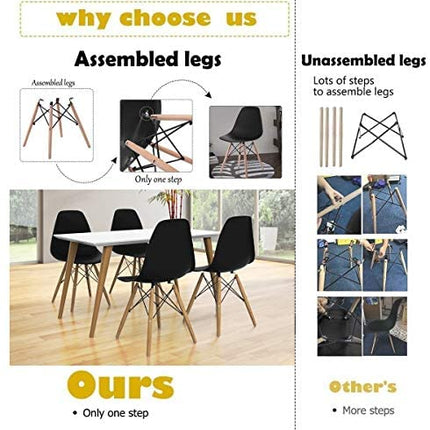 Dreamade Shell Lounge Plastic Side Chair Kitchen, Dining Room, Living Room, Set of 2, Black