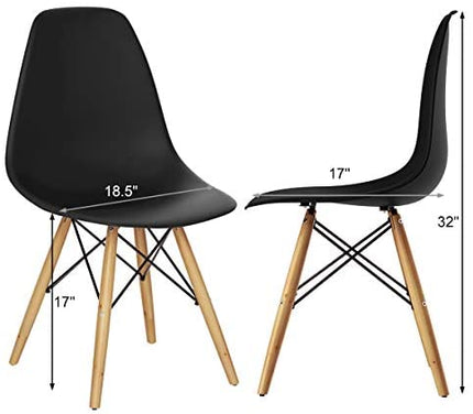 Dreamade Shell Lounge Plastic Side Chair Kitchen, Dining Room, Living Room, Set of 2, Black