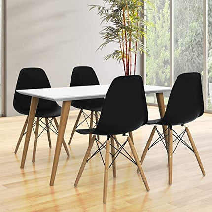 Dreamade Shell Lounge Plastic Side Chair Kitchen, Dining Room, Living Room, Set of 2, Black