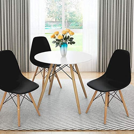 Dreamade Shell Lounge Plastic Side Chair Kitchen, Dining Room, Living Room, Set of 2, Black