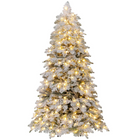 Dreamade Pre-Lit Snow Flocked Christmas Tree with Mixed Branch Tips & LED Lights
