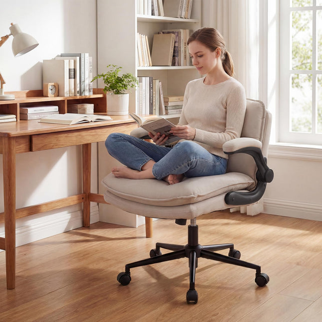 Dreamade Criss Cross Chair with Flip-up Arms & Wide Thick Padded Seat