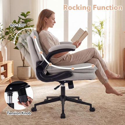 Dreamade Criss Cross Chair with Flip-up Arms & Wide Thick Padded Seat