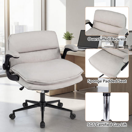 Dreamade Criss Cross Chair with Flip-up Arms & Wide Thick Padded Seat