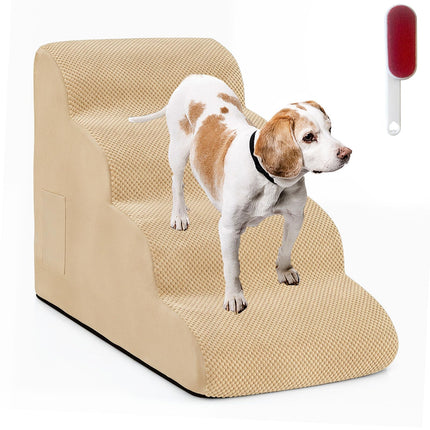 Dreamade Dog Ramp Stairs for Bed with 4 Tiers High Density Foam Washable Cover Non-Slip