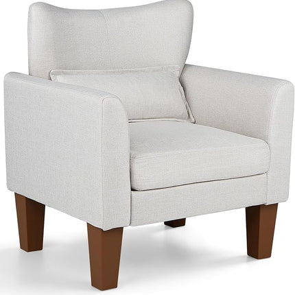 Dreamade Modern Accent Chair with Removable Seat Cushion & Pillow | Upholstered Armchair w/ Strong Support Legs