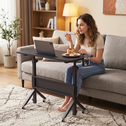 Dreamade 31.5 Small Mobile Standing Desk with Wheels & Storage Basket & Tablet Slot