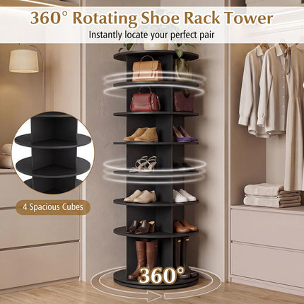 Dreamade 7 Tier Rotating Shoe Rack Tower with 28 Cubes