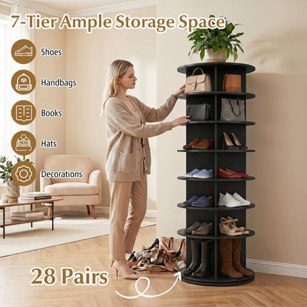 Dreamade 7 Tier Rotating Shoe Rack Tower with 28 Cubes