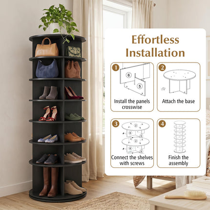 Dreamade 7 Tier Rotating Shoe Rack Tower with 28 Cubes