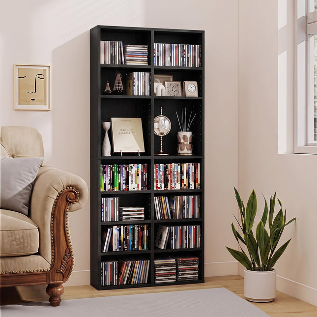 Dreamade DVD Shelf | 16-Shelf Wide CD Rack with 12 Adjustable Shelves (1/2)