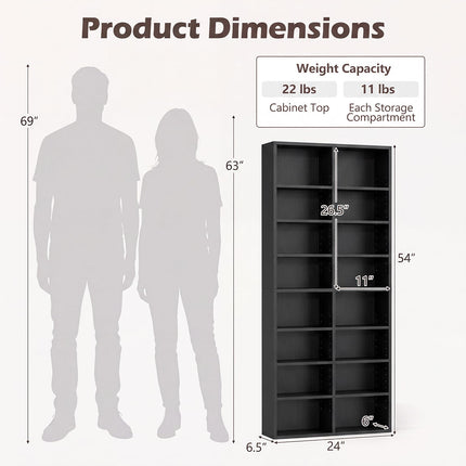 Dreamade DVD Shelf | 16-Shelf Wide CD Rack with 12 Adjustable Shelves (1/2)