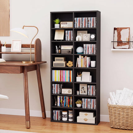Dreamade DVD Shelf | 16-Shelf Wide CD Rack with 12 Adjustable Shelves (1/2)