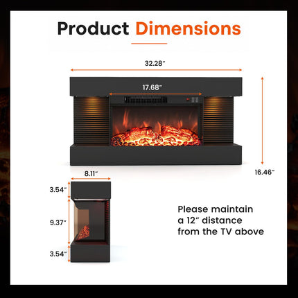 DREAMADE 3-Sided Electric Fireplace | 750/1500W Wall Mounted Heater with WiFi Remote & APP Control