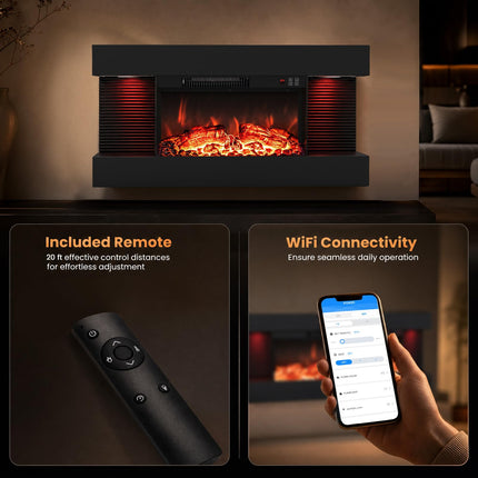 DREAMADE 3-Sided Electric Fireplace | 750/1500W Wall Mounted Heater with WiFi Remote & APP Control