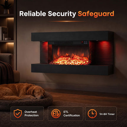 DREAMADE 3-Sided Electric Fireplace | 750/1500W Wall Mounted Heater with WiFi Remote & APP Control