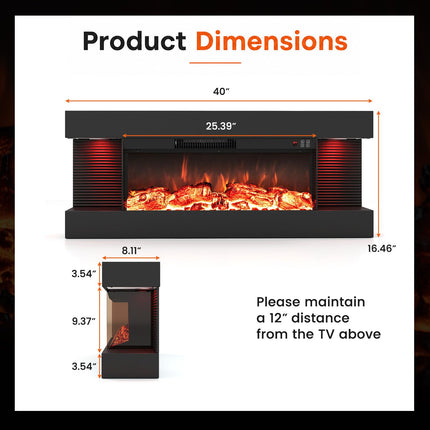 DREAMADE 3-Sided Electric Fireplace | 750/1500W Wall Mounted Heater with WiFi Remote & APP Control