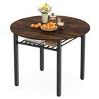 Dreamade Dining Table for 2-4 with Storage Shelf & Metal Frame