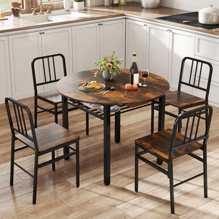 Dreamade Dining Table for 2-4 with Storage Shelf & Metal Frame