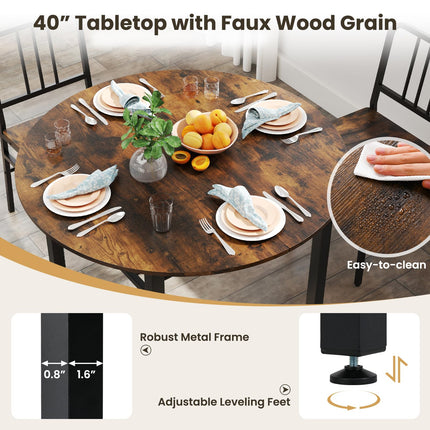 Dreamade Dining Table for 2-4 with Storage Shelf & Metal Frame