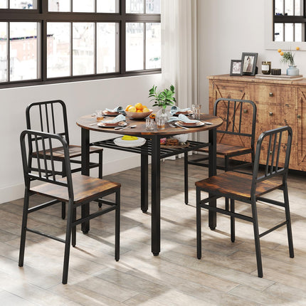 Dreamade Dining Table for 2-4 with Storage Shelf & Metal Frame
