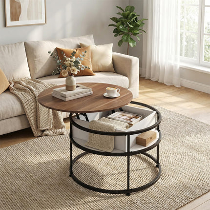Dreamade 31.5" Round Lift Top Coffee Table with Storage and Hidden Compartment