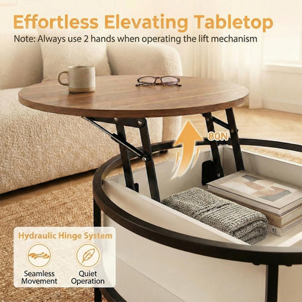 Dreamade 31.5" Round Lift Top Coffee Table with Storage and Hidden Compartment