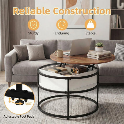 Dreamade 31.5" Round Lift Top Coffee Table with Storage and Hidden Compartment