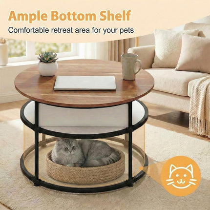 Dreamade 31.5" Round Lift Top Coffee Table with Storage and Hidden Compartment