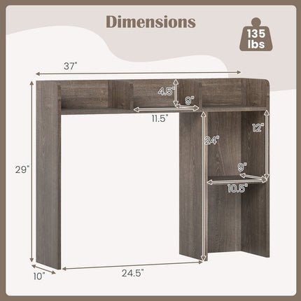Dreamade Desktop Bookshelf, Wood Desk Hutch Organizer for 27 Inch Computer Monitor