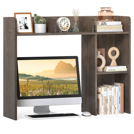 Dreamade Desktop Bookshelf, Wood Desk Hutch Organizer for 27 Inch Computer Monitor
