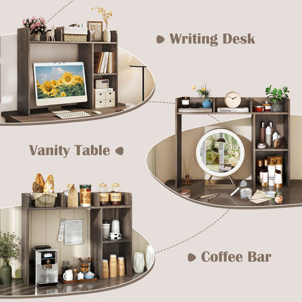 Dreamade Desktop Bookshelf, Wood Desk Hutch Organizer for 27 Inch Computer Monitor