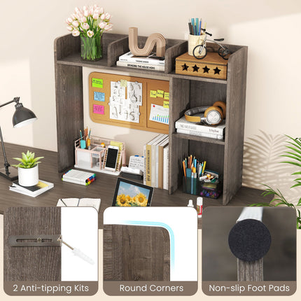 Dreamade Desktop Bookshelf, Wood Desk Hutch Organizer for 27 Inch Computer Monitor