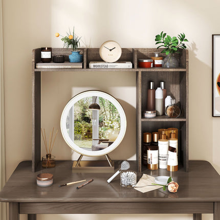 Dreamade Desktop Bookshelf, Wood Desk Hutch Organizer for 27 Inch Computer Monitor