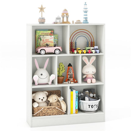 Dreamade 7 Cube Bookcase 4-Tier Freestanding Bookshelf w/ 7 Open Compartments
