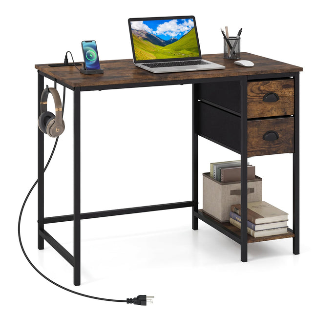 Dreamade 38" Home Office Desk with Charging Station