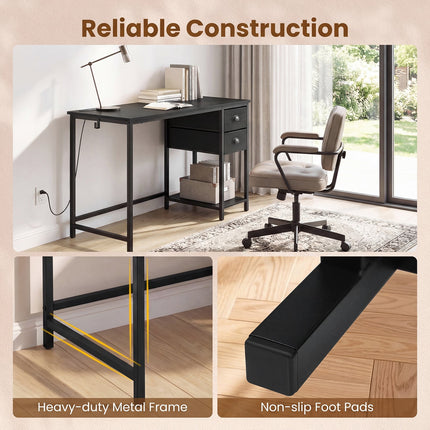 Dreamade 38" Home Office Desk with Charging Station