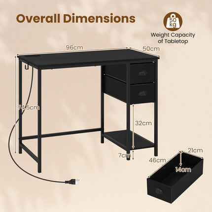Dreamade 38" Home Office Desk with Charging Station
